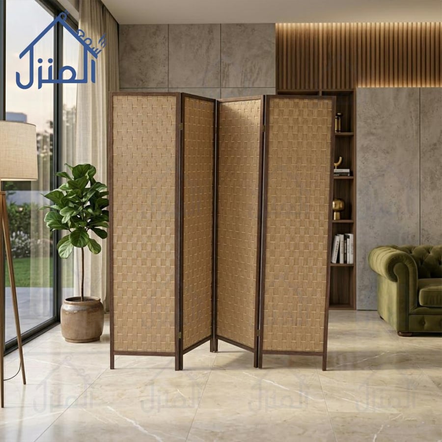 بارتيشن مودرن 4 قطع بتصميم منسوج ولون طبيعي دافئ