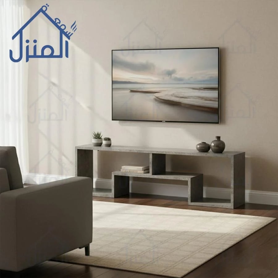 طاولة تلفزيون عصرية بتصميم هندسي أنيق