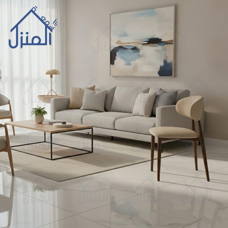 كرسي فاخر كريمي بتصميم عضوي عصري