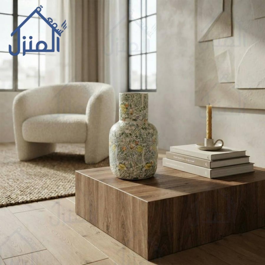 فازة ديكور سيراميك متعددة الألوان بنقوش فنية مستوحاة من الطبيعة