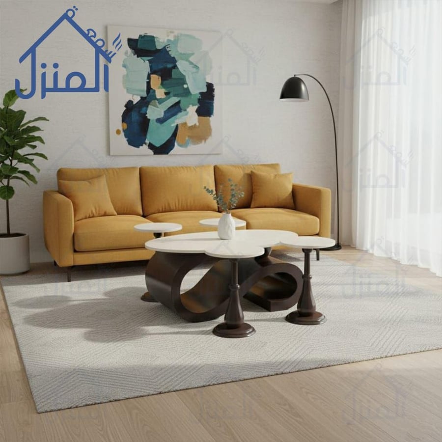 طاولة مجالس مودرن مع طاولات خدمة تصميم أنيق فاخر لغرفة الجلوس