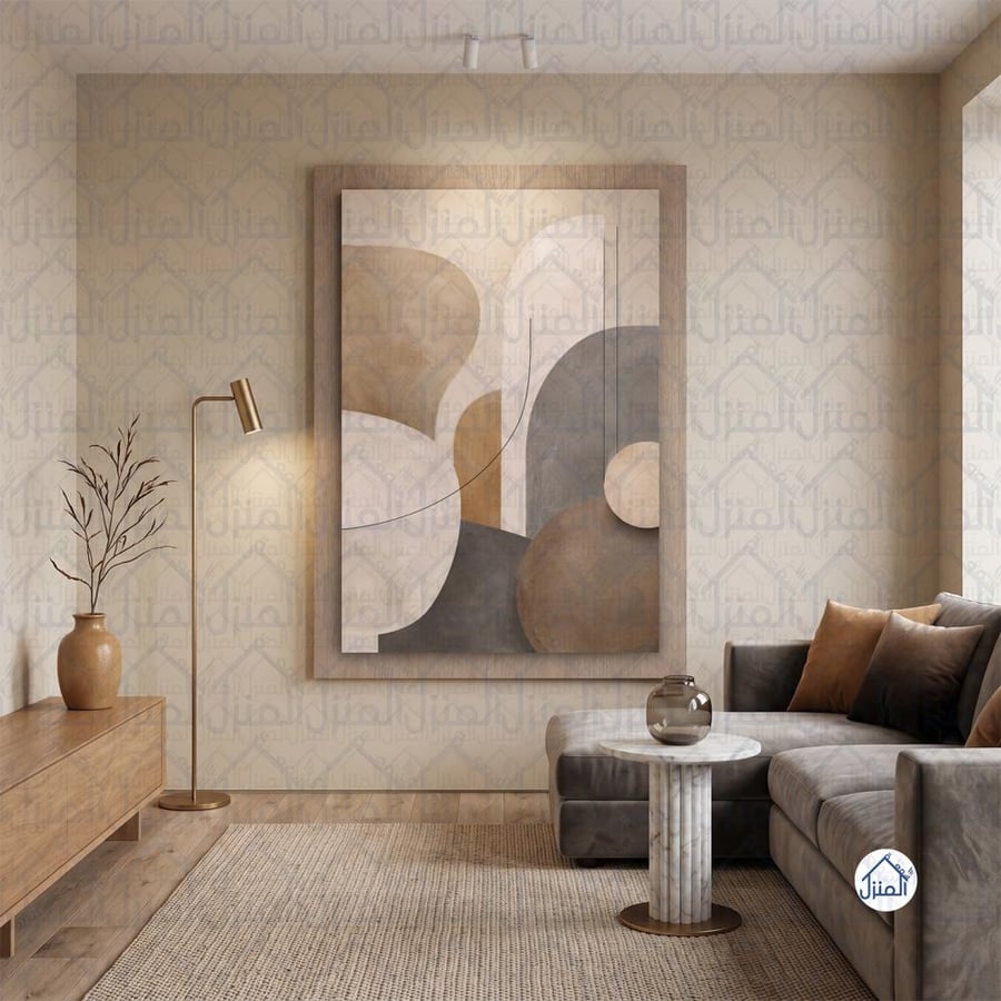 لوحة جدارية طبقية بأشكال هندسية دائرية مودرن طباعة كانفس