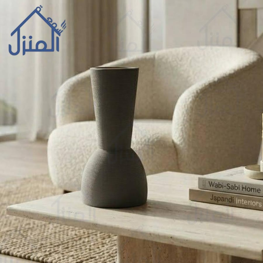 فازة ديكور سيراميك بتصميم أسطواني باللون الأسود المطفي