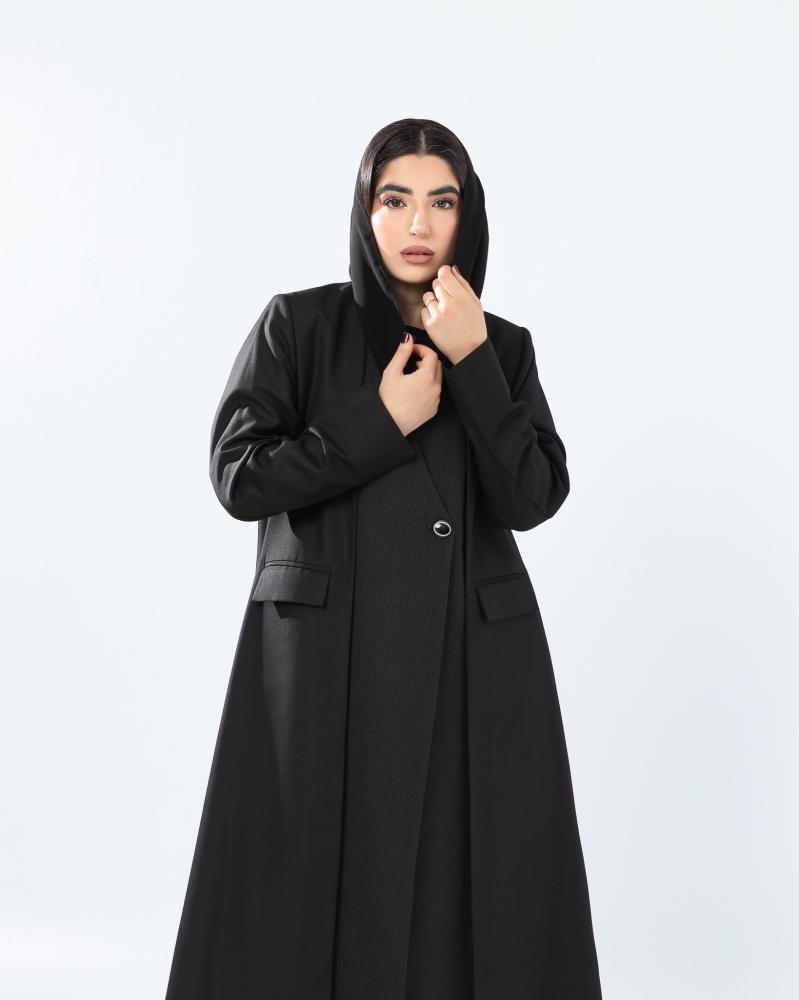 فسكوز اسود مع صوف مقلم