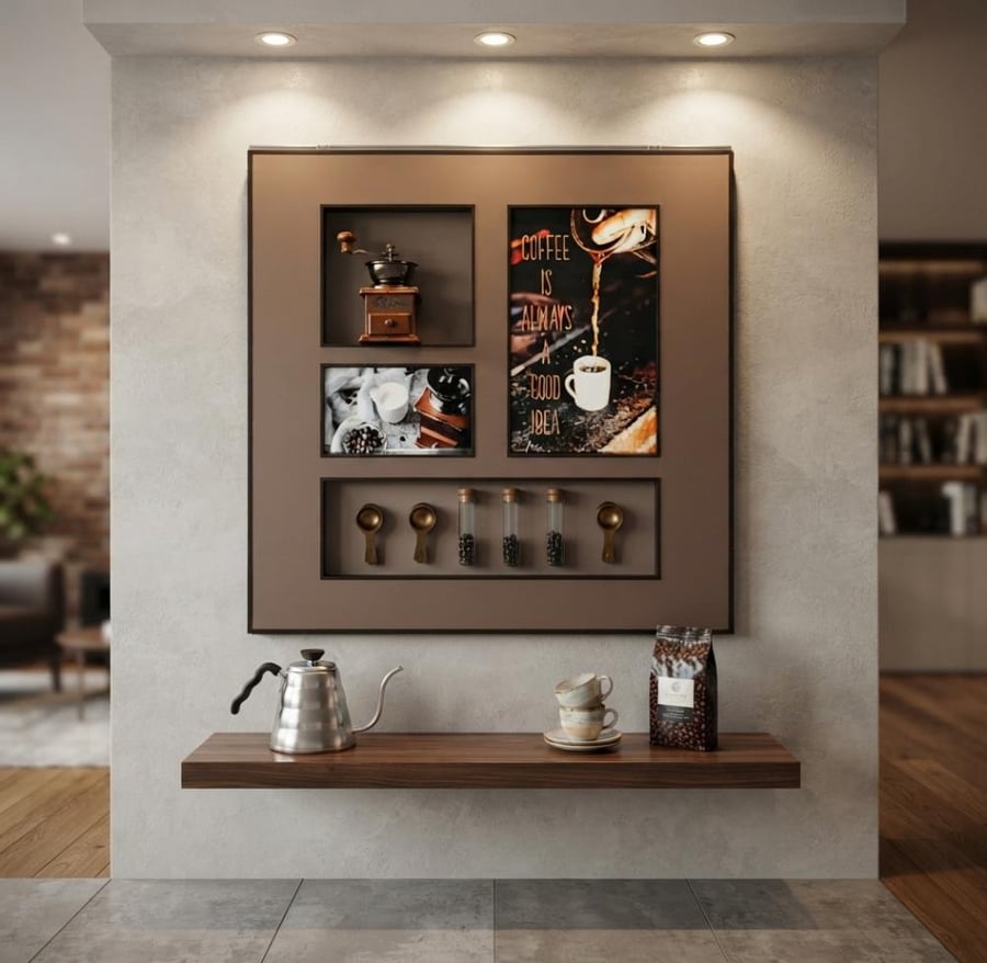 لوحة جدارية ديكورية فخمة لتنسيق ركن القهوة بعبارة "Coffee is always a good idea"