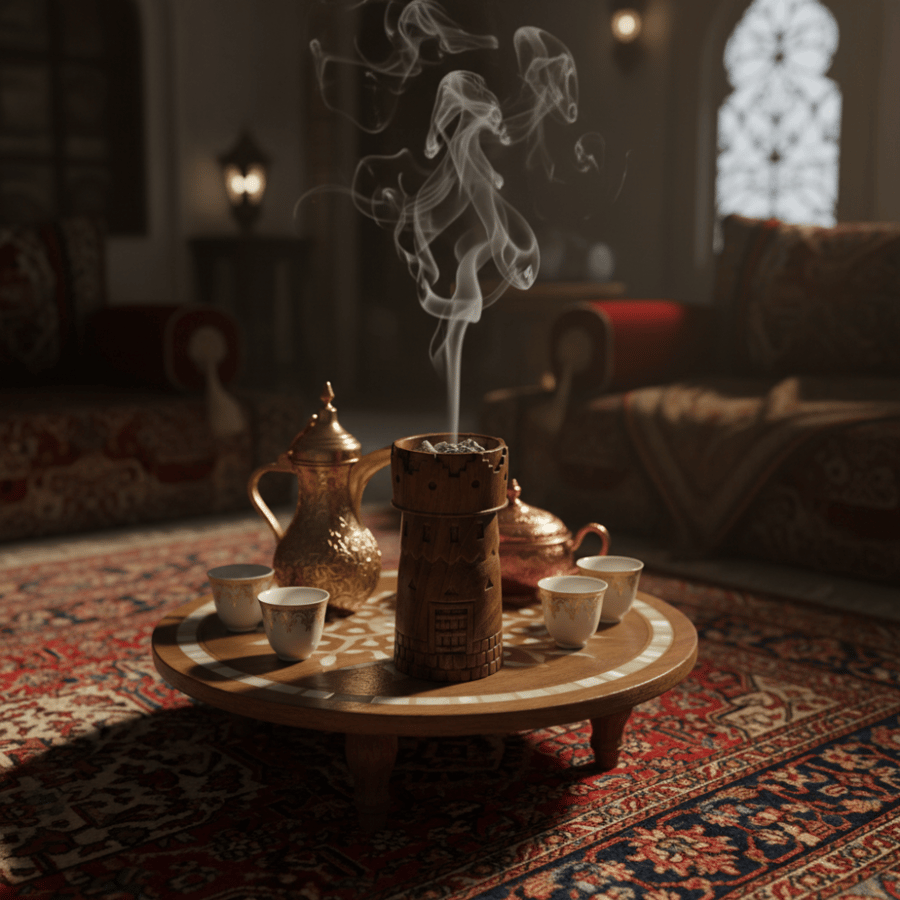 مبخرة خشبية يدوية على شكل برج حصن تاريخي