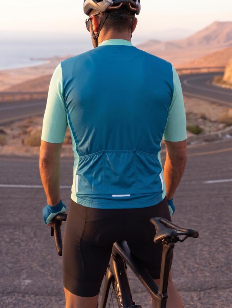 جيرسي صيفي باللون الأزرق والتركوازي GO BIKE TURQUOISE AND BLUE JERSEY