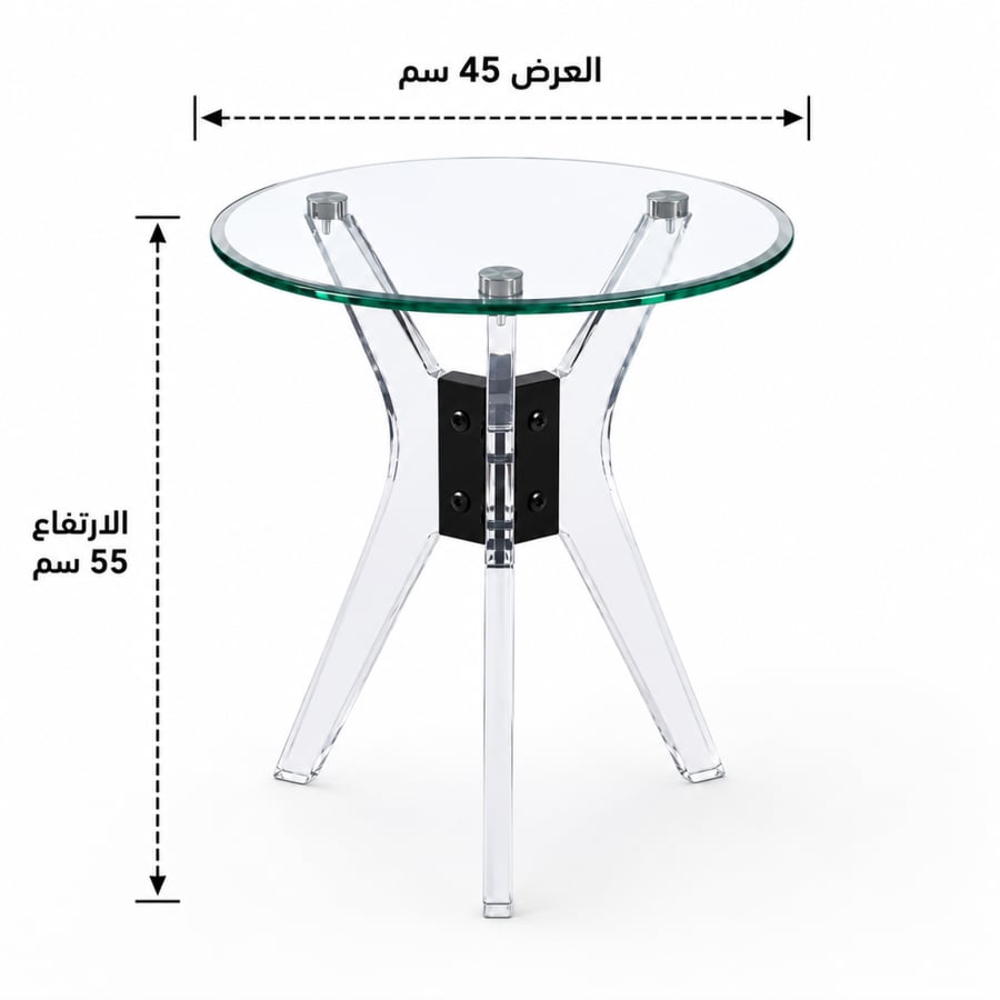 طاولة خدمة مفردة زجاجية أسود
