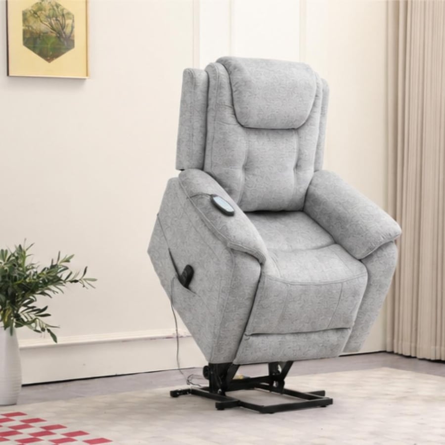3-in-1 chair: relaxation, massage, and standing assistance (light blue, C1067)