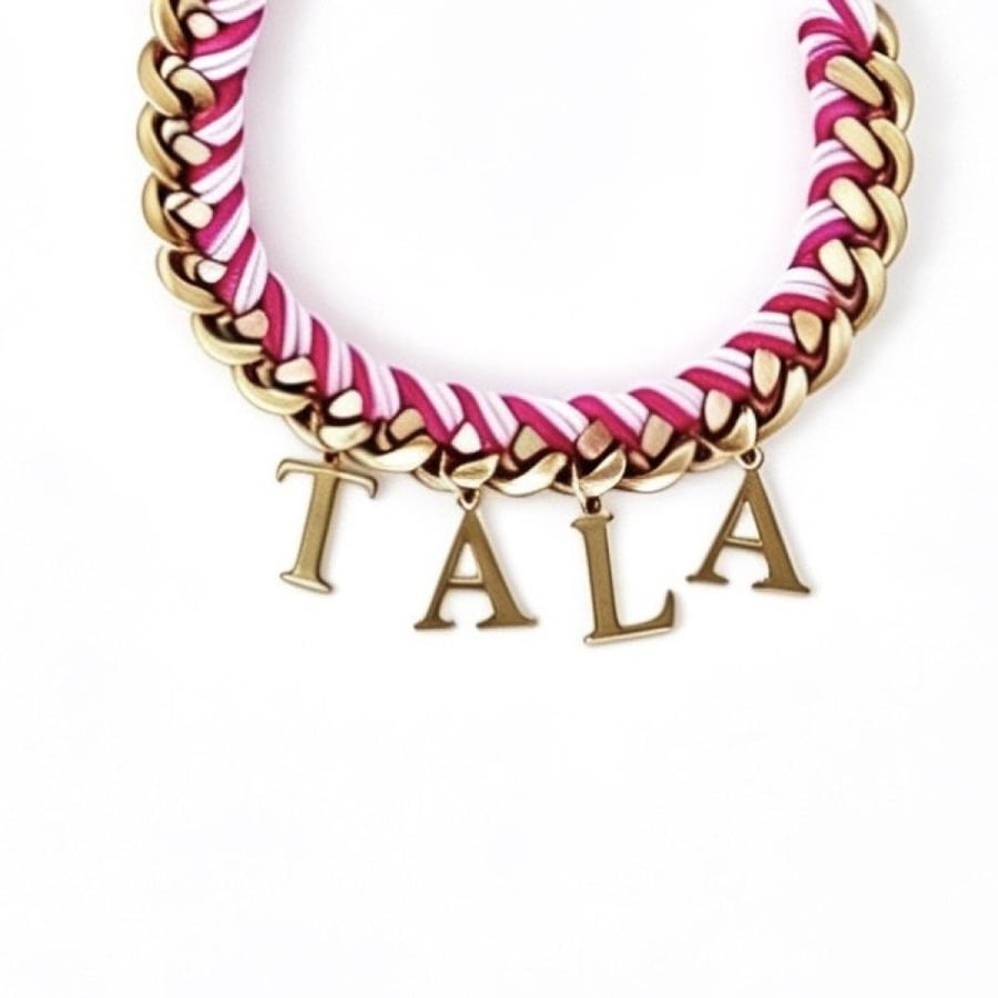 Bracelet with pink ombré threads – stainless steel 18k gold plated