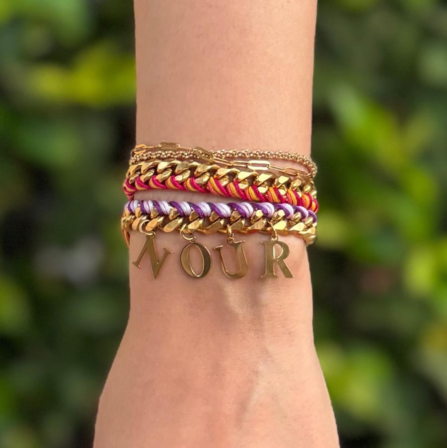 Bracelet with colorful threads – stainless steel 18k gold plated