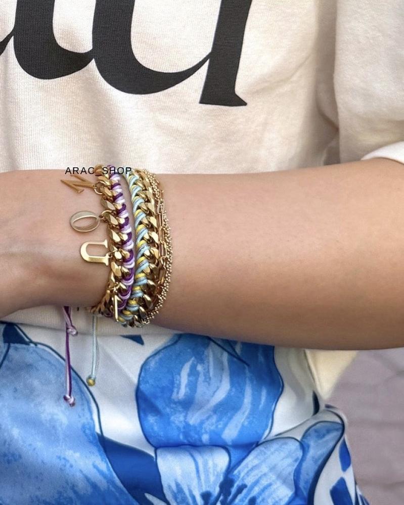 Bracelet with purple ombré threads – stainless steel 18k gold plated