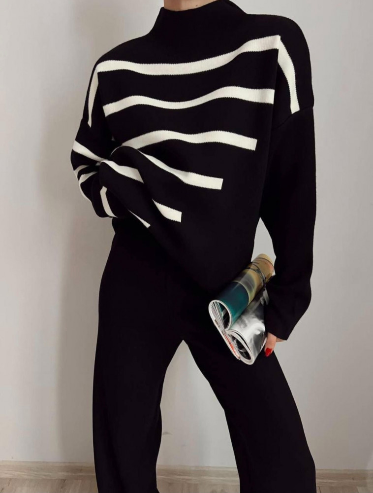 Black&White striped triko set