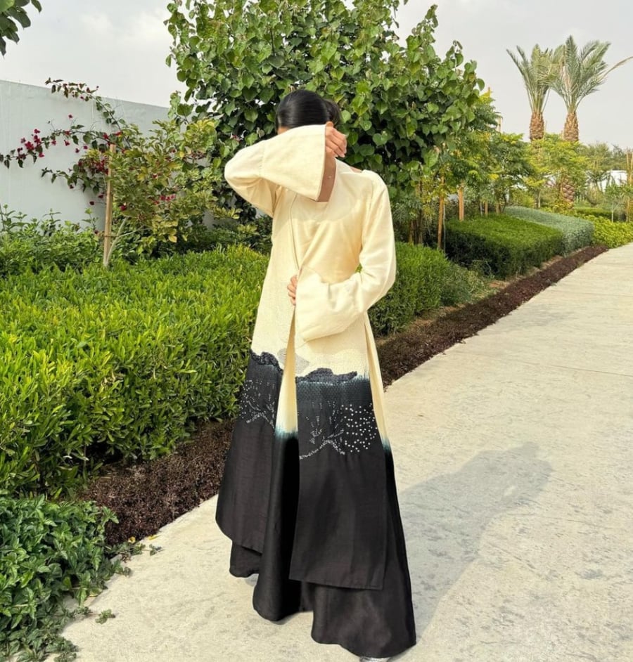 Two pieces Black Ombre Jalabiya