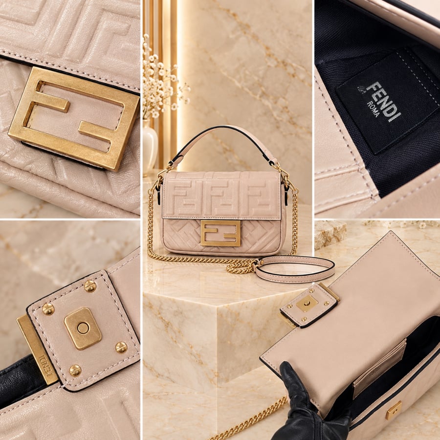 شنطة فيندي باغيت ميني لون زهر Fendi Baguette Mini