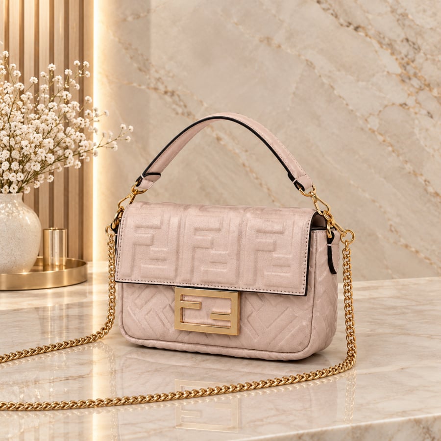 شنطة فيندي باغيت ميني لون زهر Fendi Baguette Mini