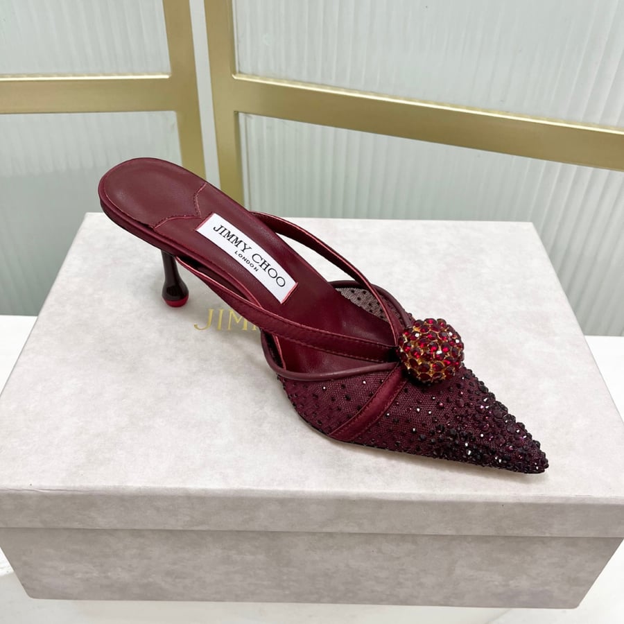 صندل جيمي تشو ساكورا تصميم كلاسيكي أنيق لون برغندي JIMMY CHOO