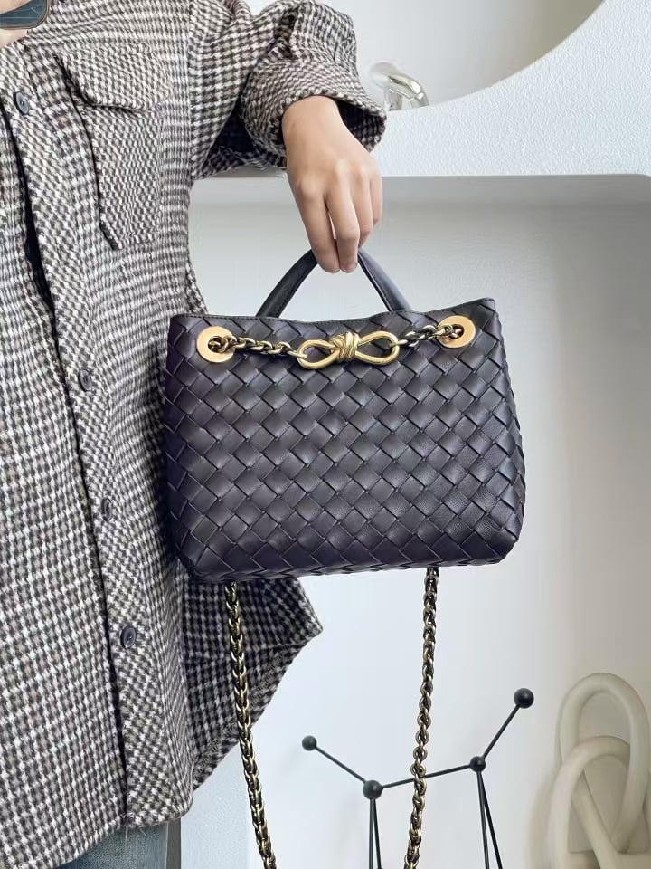 شنطة بوتيغا فينيتا لون بني عودي Bottega Veneta Andiamo Small