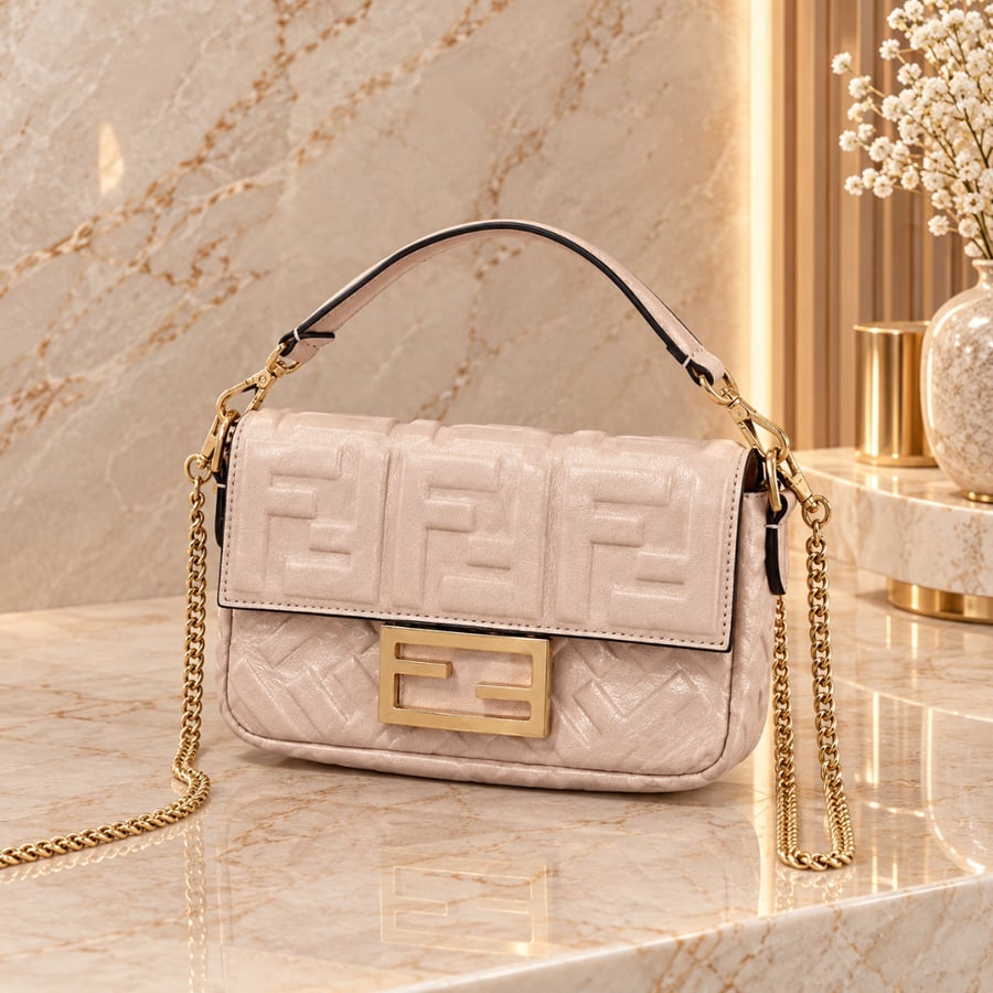 شنطة فيندي باغيت ميني لون زهر Fendi Baguette Mini