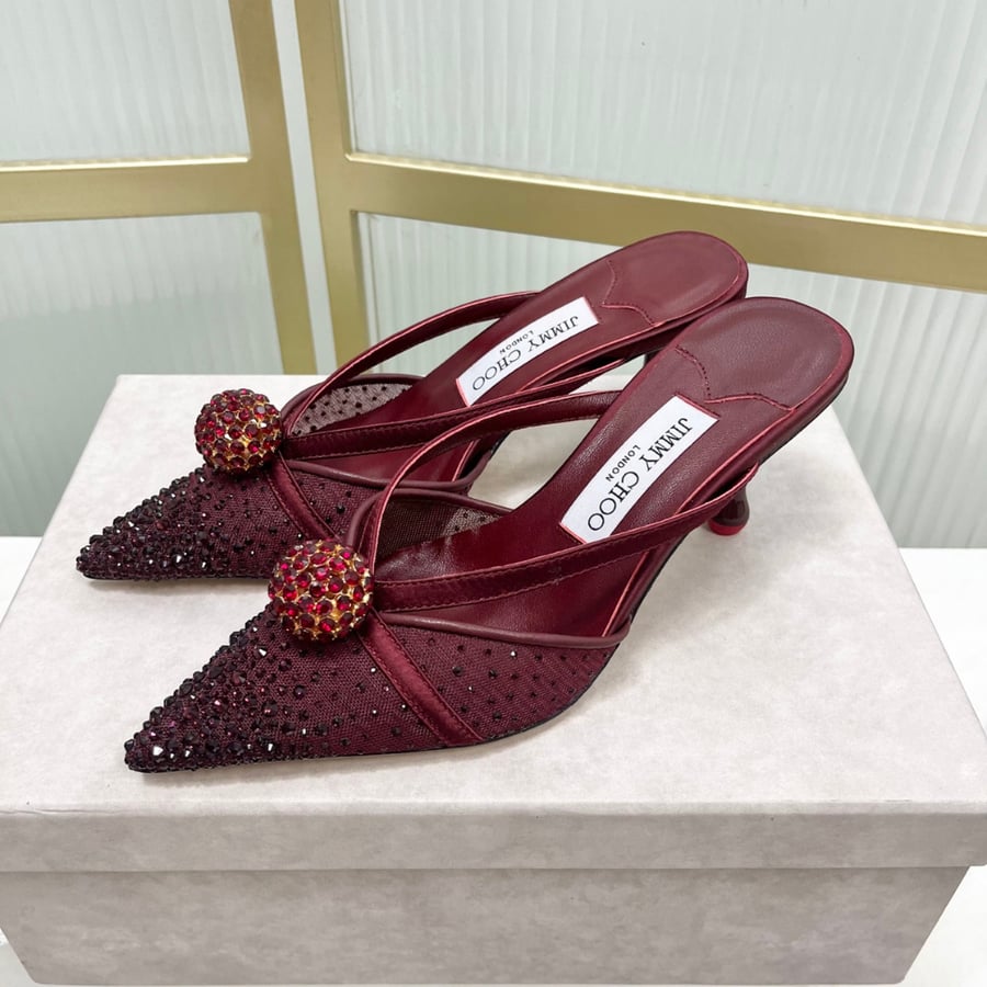 صندل جيمي تشو ساكورا تصميم كلاسيكي أنيق لون برغندي JIMMY CHOO