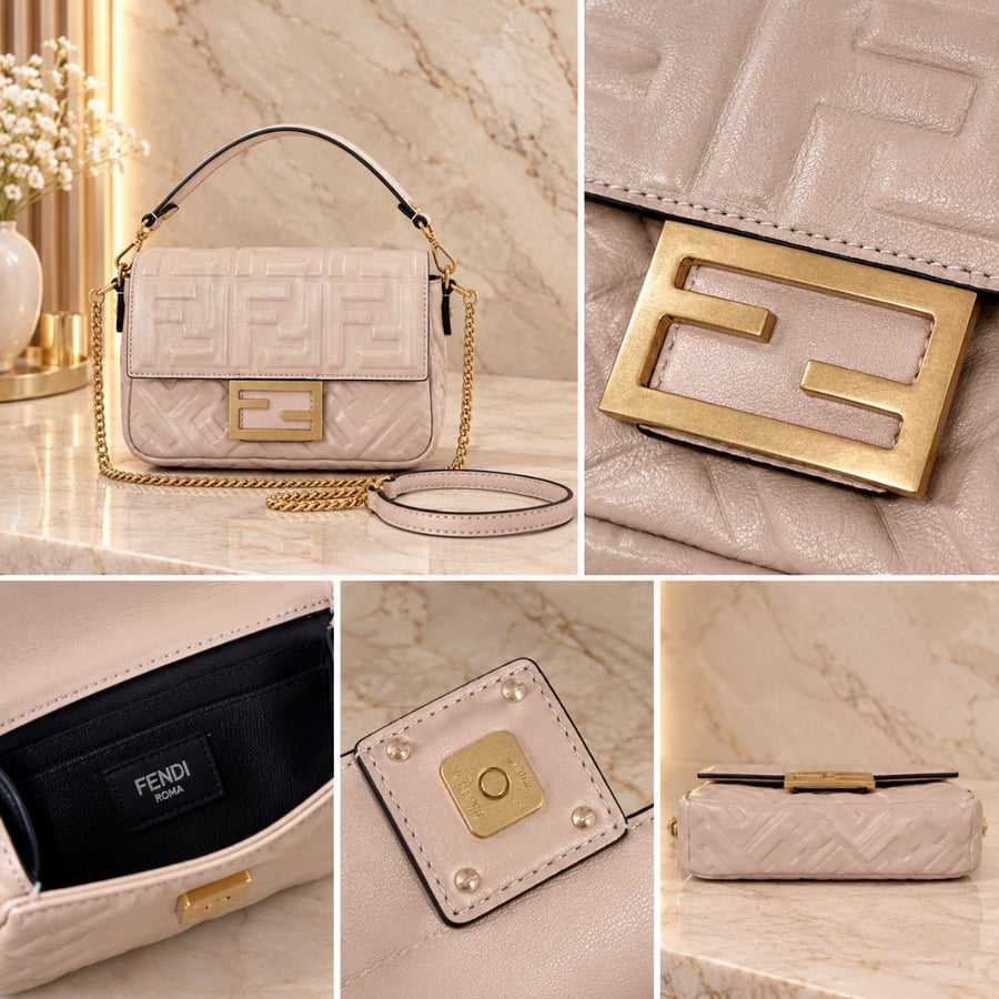 شنطة فيندي باغيت ميني لون زهر Fendi Baguette Mini