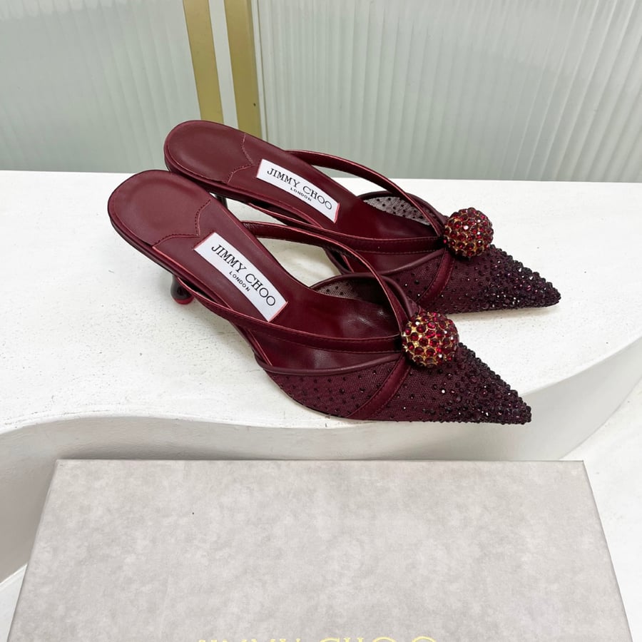 صندل جيمي تشو ساكورا تصميم كلاسيكي أنيق لون برغندي JIMMY CHOO
