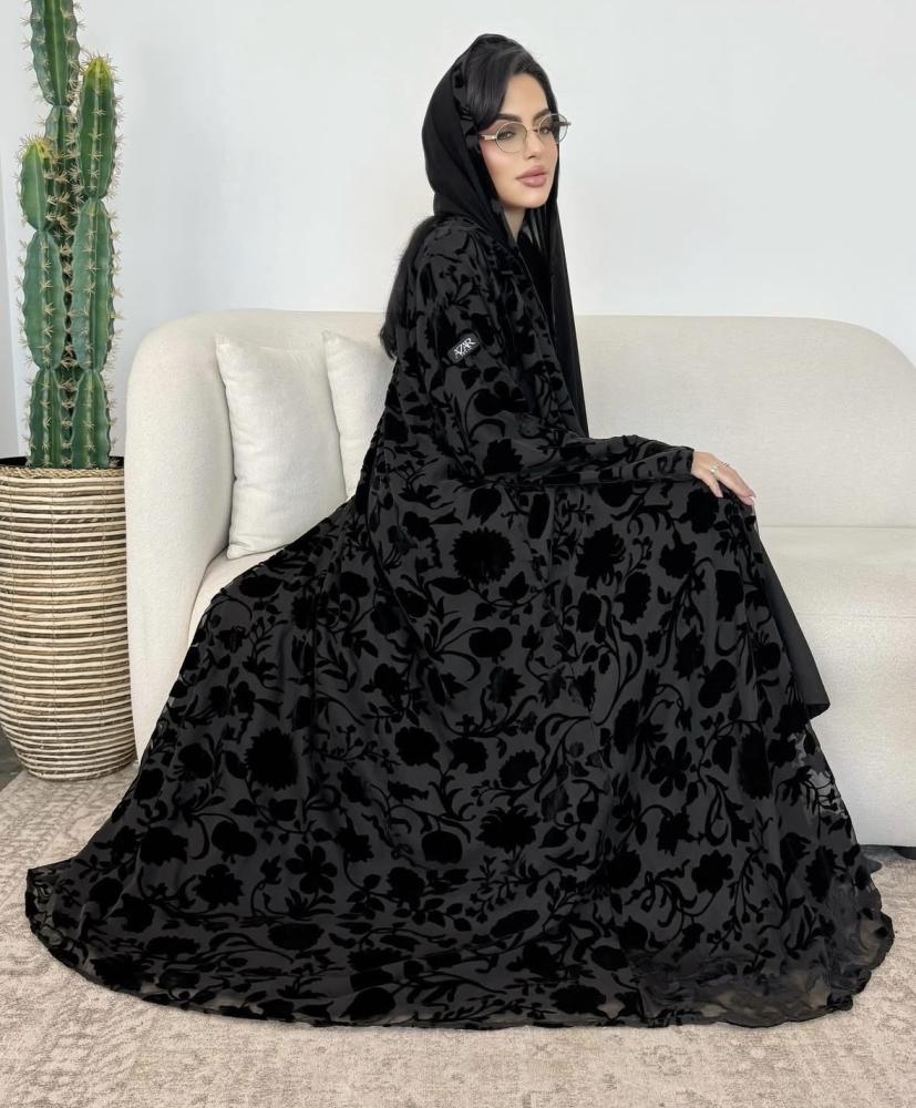 عبايه اسيا مخمل شيفون