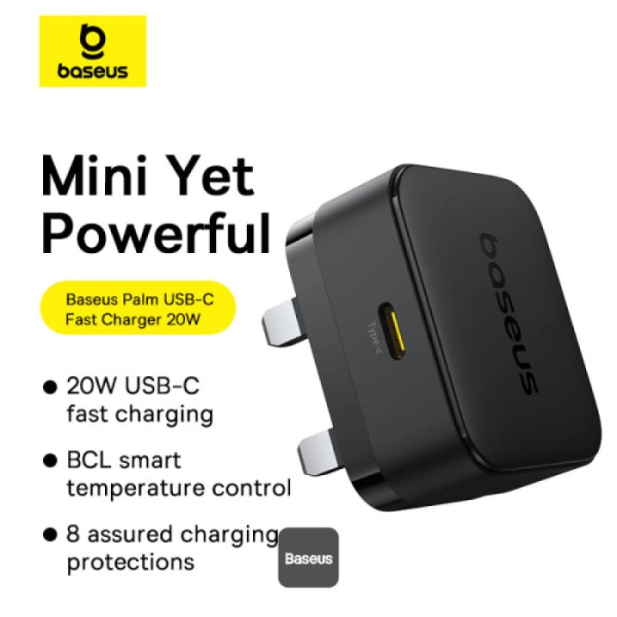 شاحن جداري  Baseus Palm 20W PD Type-C للشحن السريع - شاحن USB-C فائق السرعة