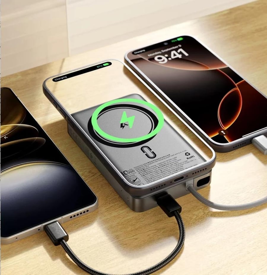 شاحن متنقل مغناطيسي مع كابل مدمج ايس فاست (ACEFAST M18) سعة 10000mAh بقوة 22.5W