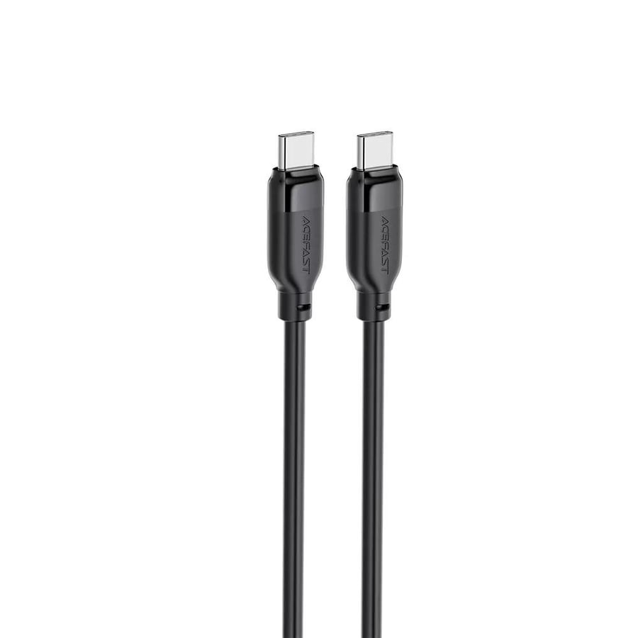 Acefast- كابل - بطول 1.2 متر (60 واط) بتقنية الشحن السريع - من USB-C إلى USB-C - أسود