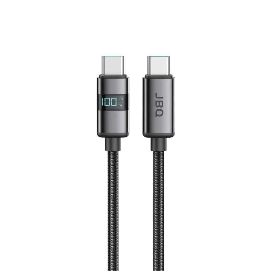 Fabric Type-C to Type-C cable from JBQ with 100-watt power and smart LED screen
