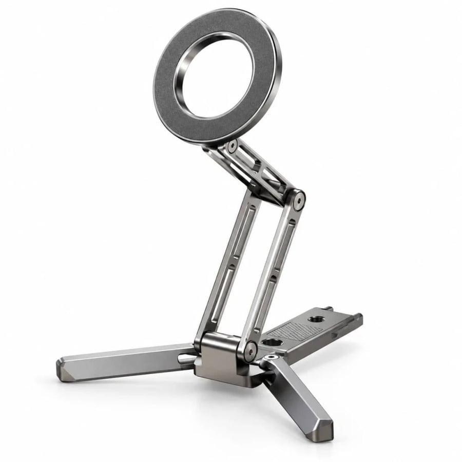 حامل جوال مغناطيسي Jmary MS-96 متوافق مع MagSafe، ترايبود ألمنيوم قابل للطي والتمديد حتى 26.8 سم مع قاعدة ثلاثية للتصوير