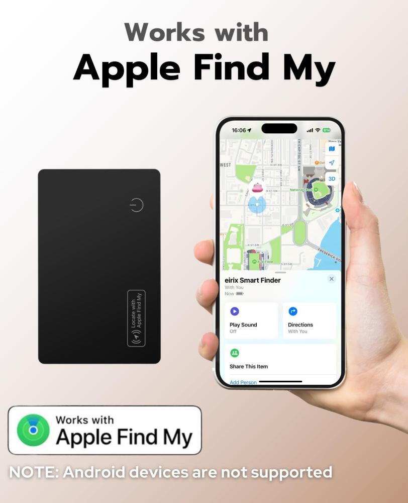 بطاقة تتبع ذكية فائقة النحافة متوافقة مع Apple Find My – لتتبع المحفظة والحقائب والأمتعة