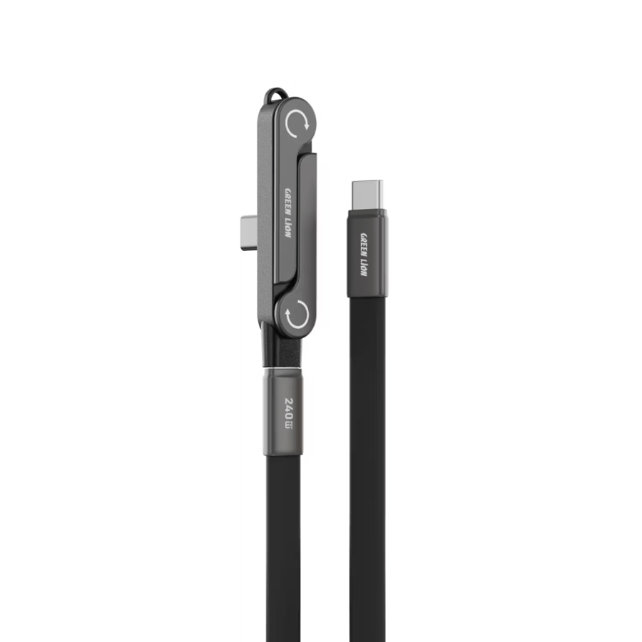 جرين ليون كابل USB-C إلى USB-C بقوة 240W مع حامل جوال قابل للطي 2 في 1 – بطول 1.2 متر
