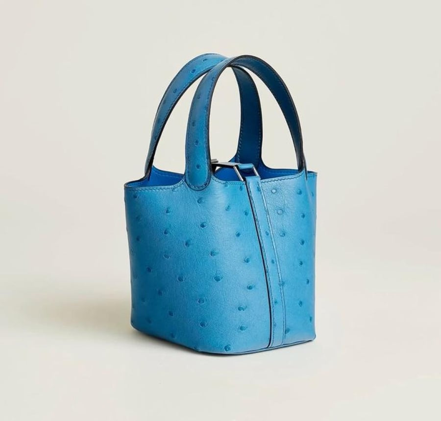 picotin micro 14cm ostrich leather, custom color .