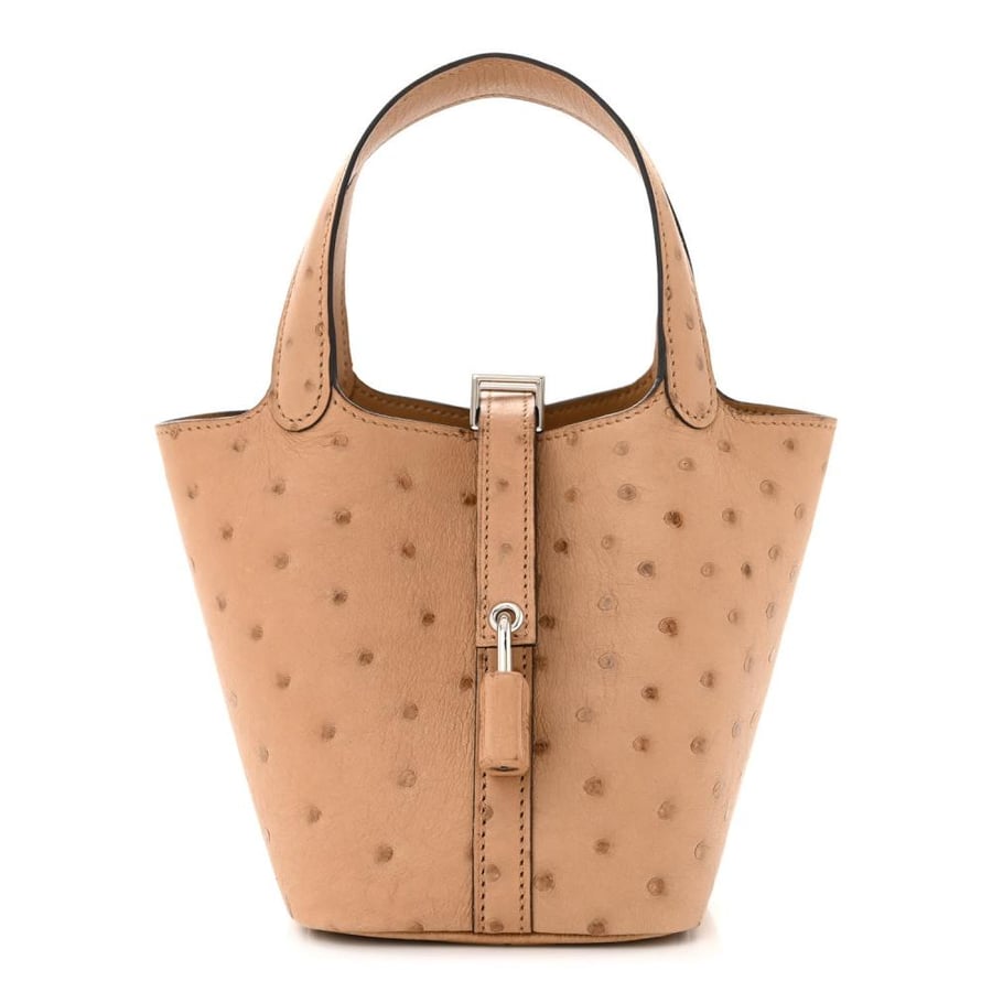 picotin micro 14cm ostrich leather, custom color .
