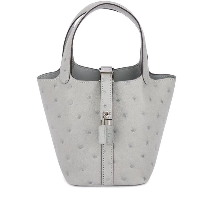 picotin micro 14cm ostrich leather, custom color .