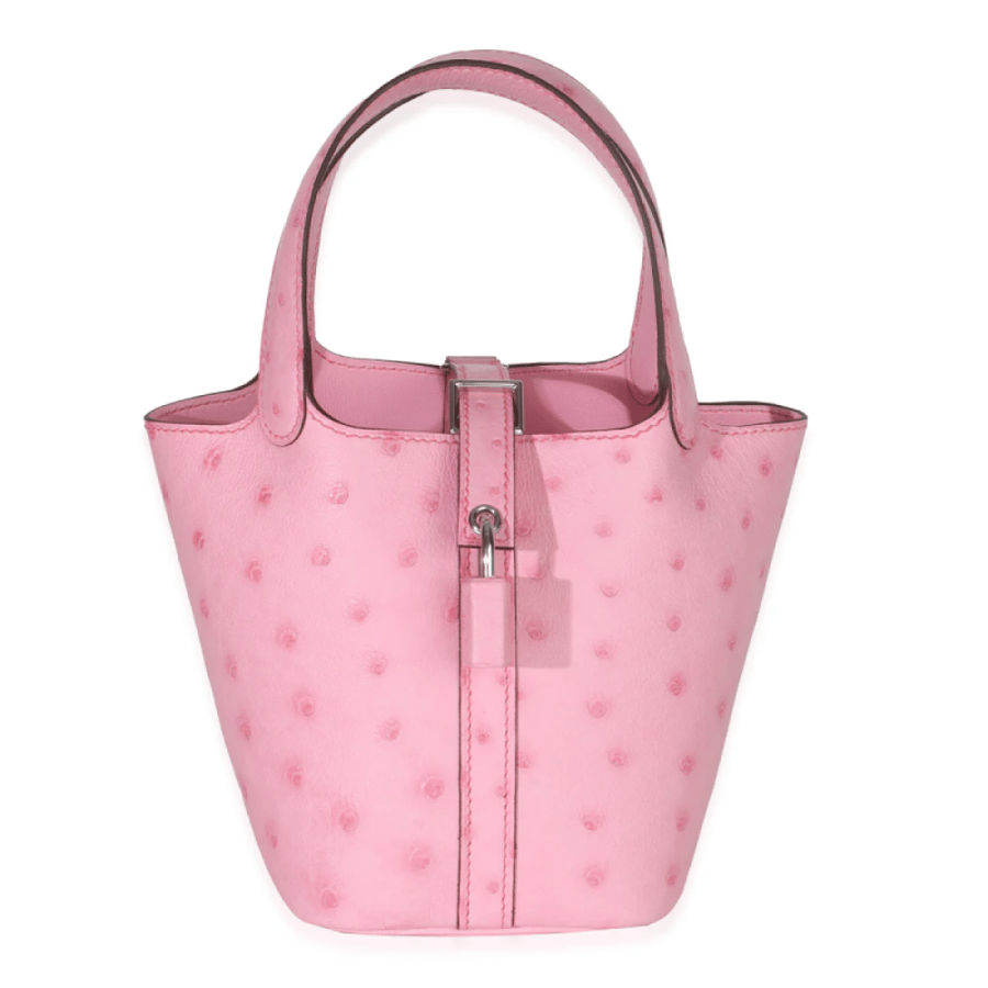 picotin micro 14cm ostrich leather, custom color .