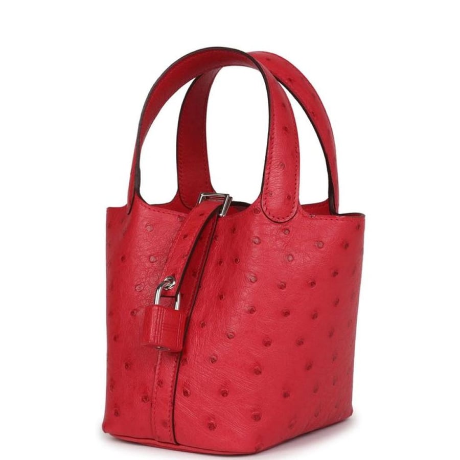 picotin micro 14cm ostrich leather, custom color .
