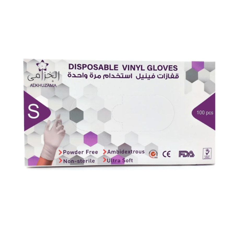 قفاز فينيل بدون بودرة S - M - L - XL حماية فعالة وراحة فائقة