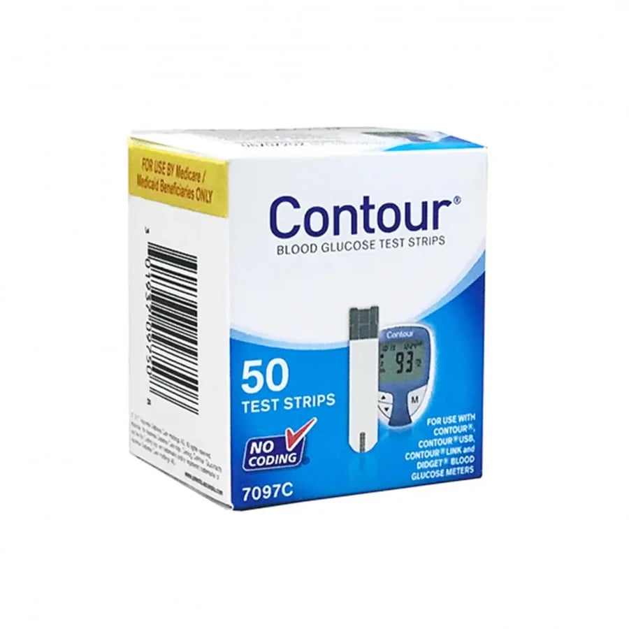 بكج 10 حبات شرائط تحليل سكر كنتور عادي 50 شريط Contour