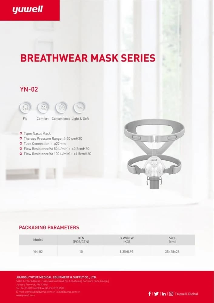 قناع تنفس سيباب للأنف | Yuwell CPAP YN-02 Mask