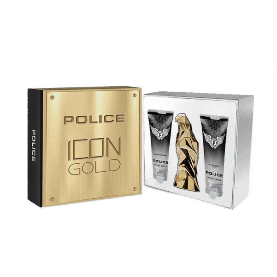 Police Icon Gold set for men or Eau de Parfum 125 ml + aftershave gel 100 ml + shower shampoo 100 ml
