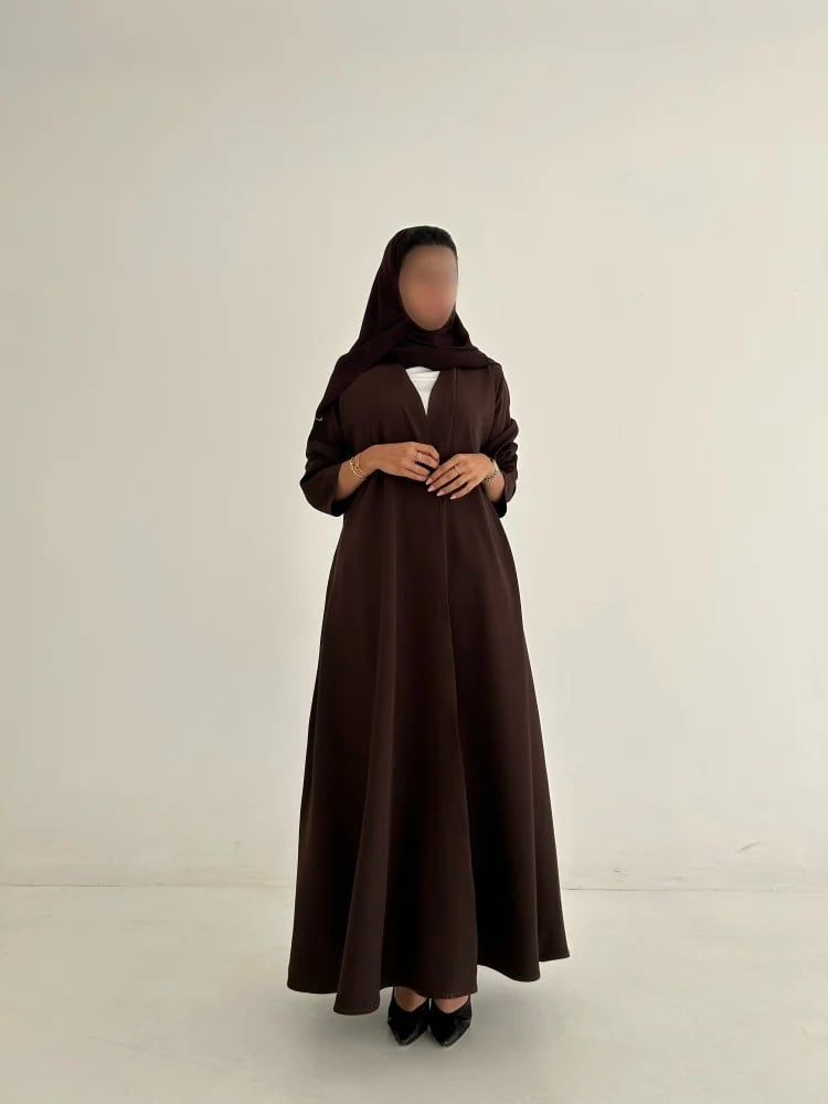 عباية بني بتصميم نص كلوش - متجر عبايات خمرة