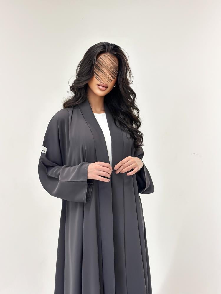 عباية كريب بارد مع ياقة امامية قصه نص كلوش