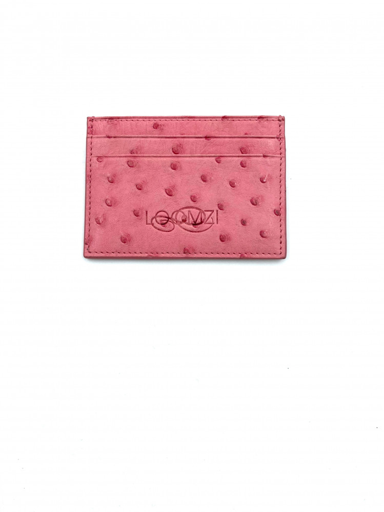 PINK OSTRICH CARD HOLDER