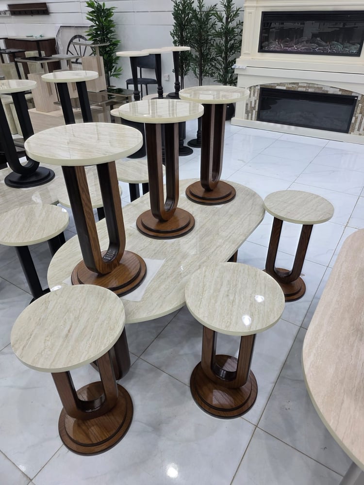 7-piece tables with marble alternative