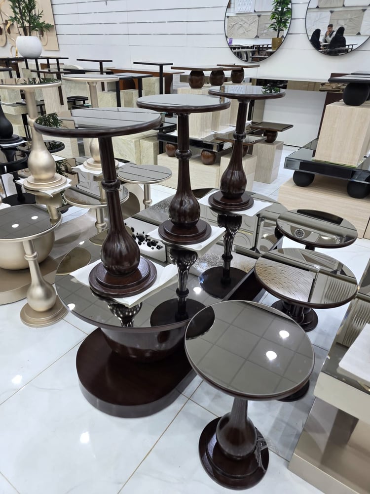 7-piece tables mirror NEW brown antique color