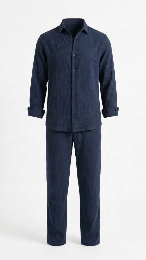 Linen set navy blue