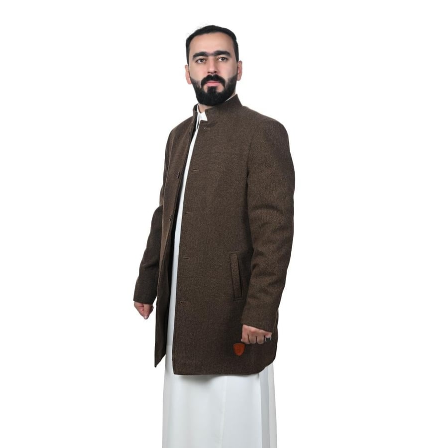 بالطو كشميري رجالي بني – أنيق، فاخر ودفء مثالي للشتاء